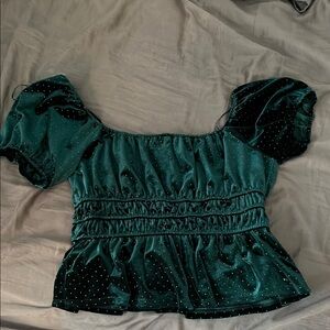 Miami Green Smocked Ruffled Blouse